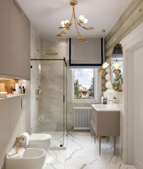 Светлый элегантный интерьер дома из бревна. 08