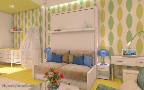 А как вам солнечная однокомнатная квартира в желтых тонах? 03