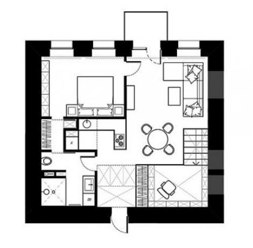 Квартира - лофт в теплых тонах для молодой пары. 08