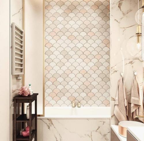 Интерьер ванной комнаты в светлых тонах. 01