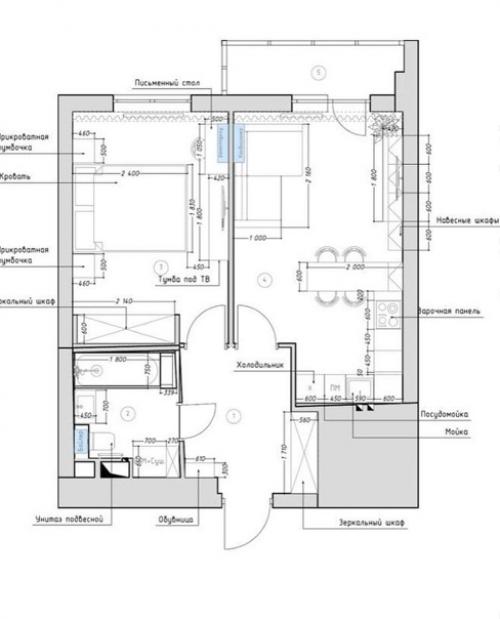 Практически идеальный дизайн - проект небольшой однушки с элементами лофта. 09