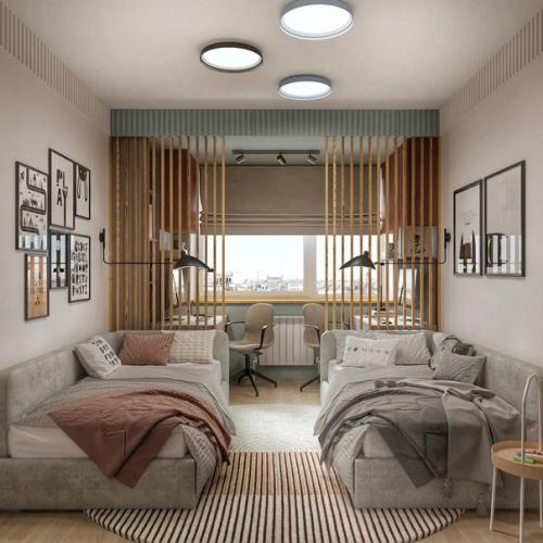 Школа ремонта.  Комната для двух мальчишек школьников близнецов в загородном доме. 04