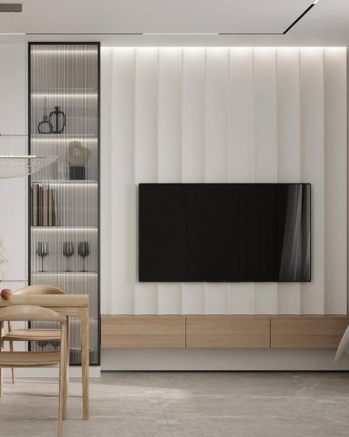 Светлый современный интерьер компактной кухни в приятной воздушной цветовой гамме. 06