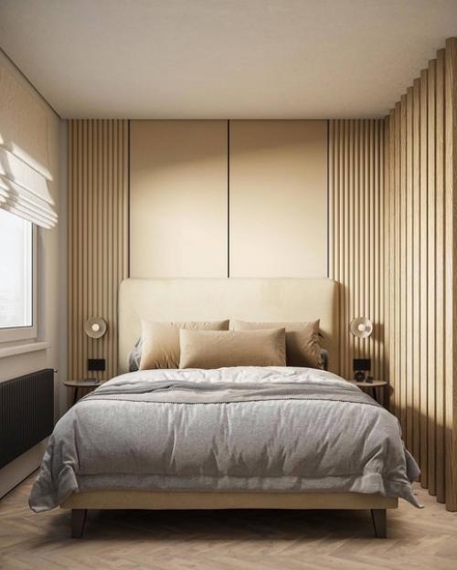 Современный минималистичный интерьер квартиры в тёплых оттенках. 08