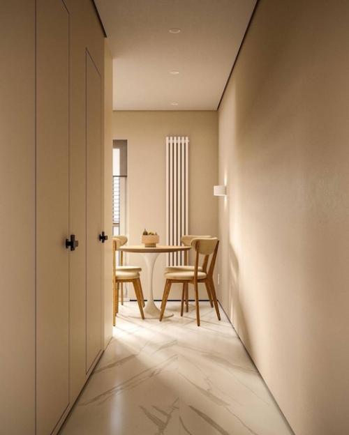 Современный минималистичный интерьер квартиры в тёплых оттенках. 05