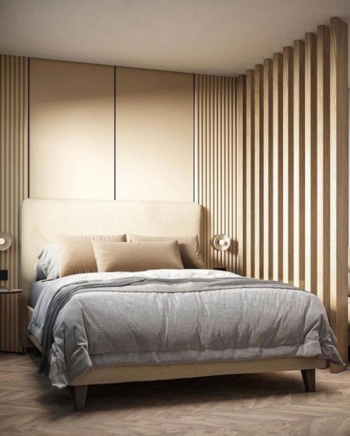 Современный минималистичный интерьер квартиры в тёплых оттенках. 06