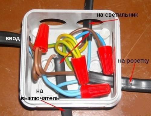 Соединение проводов в распределительной коробке. 01