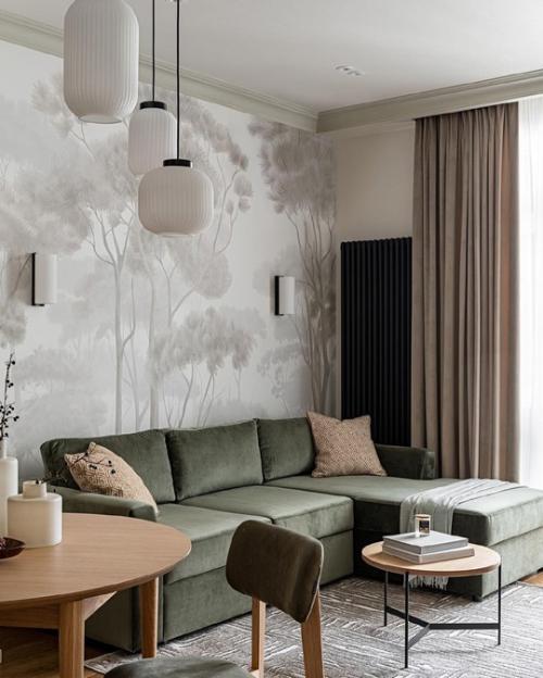 Светлый интерьер с акцентами зеленого цвета и обязательным наличием ванны в санузле. 02