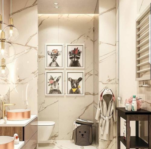 Интерьер ванной комнаты в светлых тонах. 02