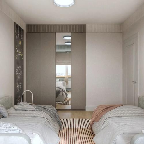 Школа ремонта.  Комната для двух мальчишек школьников близнецов в загородном доме. 03