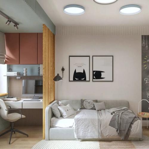 Школа ремонта.  Комната для двух мальчишек школьников близнецов в загородном доме. 02