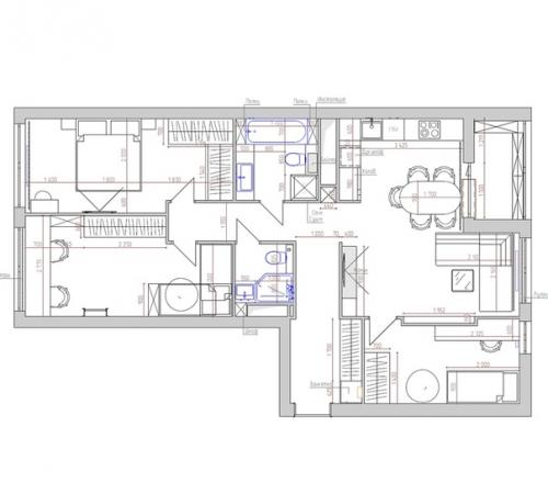 Проект квартиры в стиле современная классика в 90 кв. 09