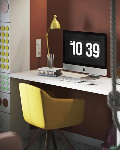 Дизайн детской комнаты рекомендуется распределять помещение на зоны: для отдыха, занятий и спорта. 07