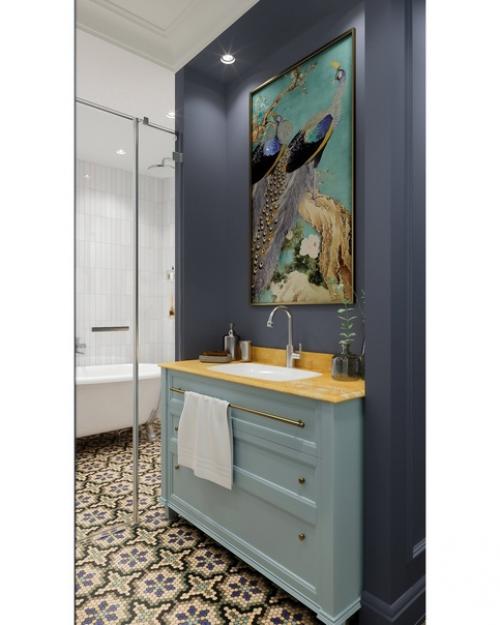 Ванная комната, вариант которой достаточно частый в Европе, и не очень у нас. 06