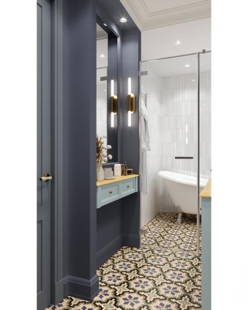 Ванная комната, вариант которой достаточно частый в Европе, и не очень у нас. 01