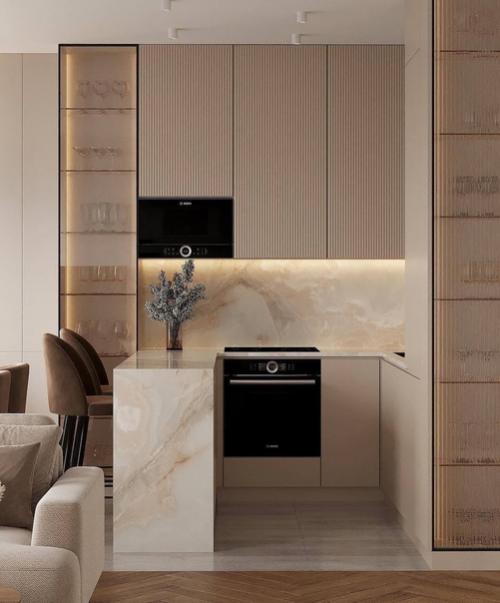 Интерьер кухни - гостиной в кремовых оттенках. 04