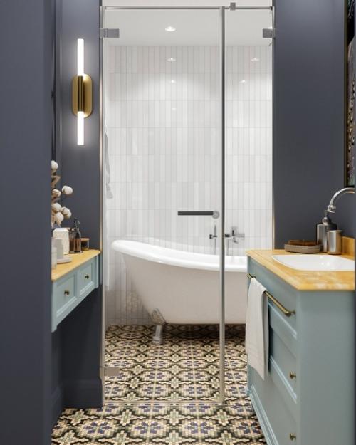 Ванная комната, вариант которой достаточно частый в Европе, и не очень у нас. 03