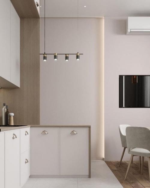 Спокойная, стильная кухня - гостиная. 03