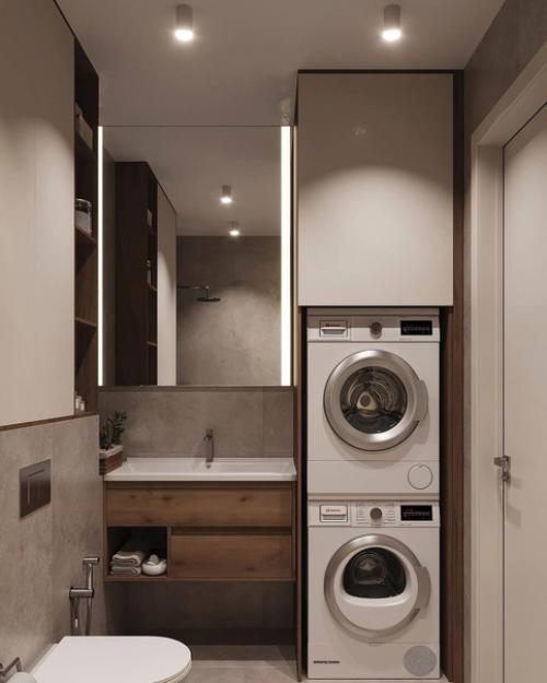 Современный стильный интерьер ванной комнаты. 02