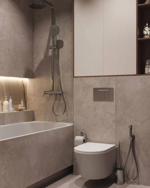 Современный стильный интерьер ванной комнаты. 05