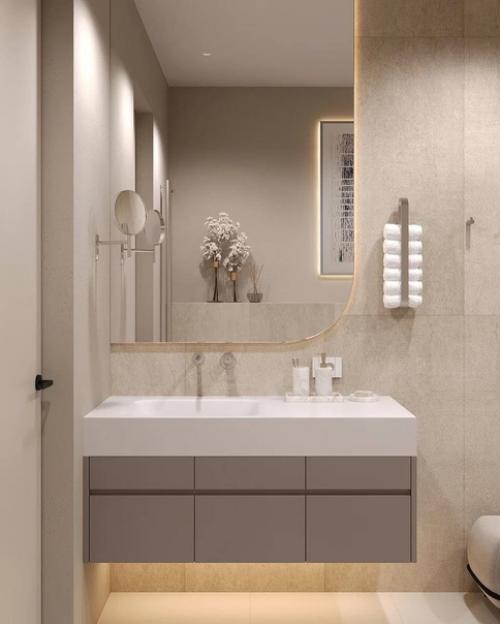 Минималистичная и функциональная ванная комната. 01