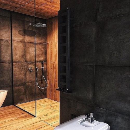 Сочетание натурального дерева и камня в ванной комнате! 01