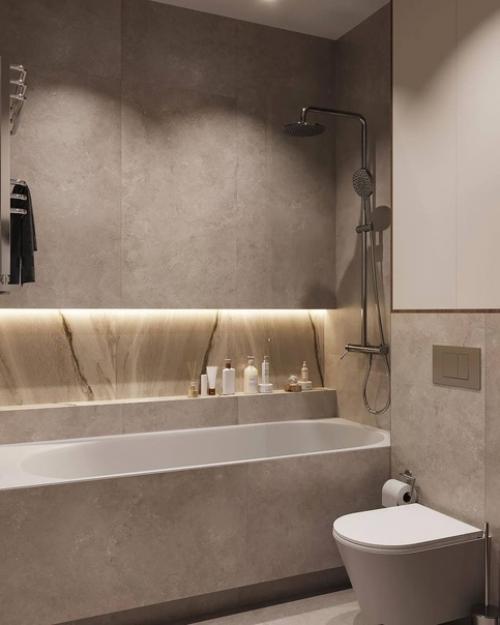 Современный стильный интерьер ванной комнаты. 04