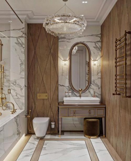 Гостиная и ванная комната из одного проекта квартиры. 01