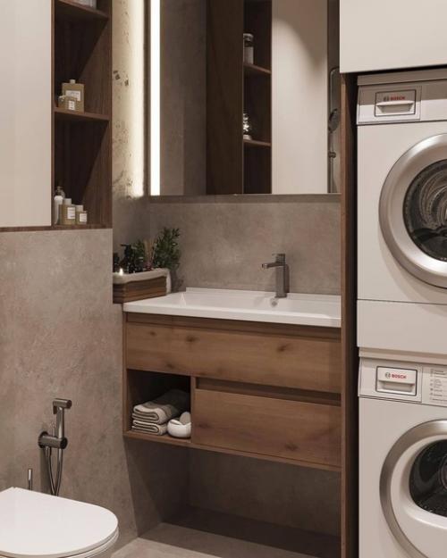 Современный стильный интерьер ванной комнаты. 03