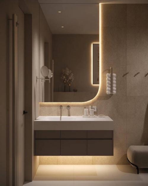 Минималистичная и функциональная ванная комната. 05