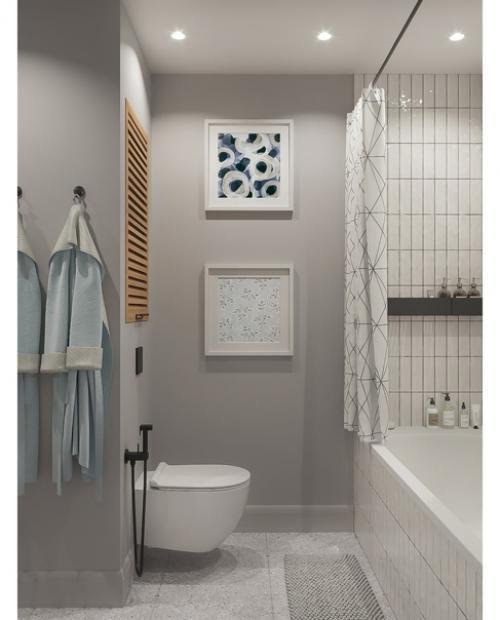 Ванная комната.  Достаточно строго и лаконично. 03