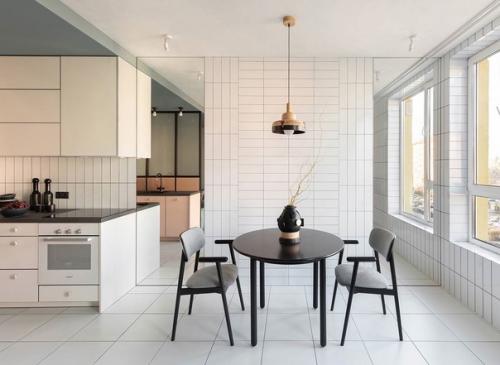 Квартира - студия в пастельном дизайне с акцентной геометрией. 04