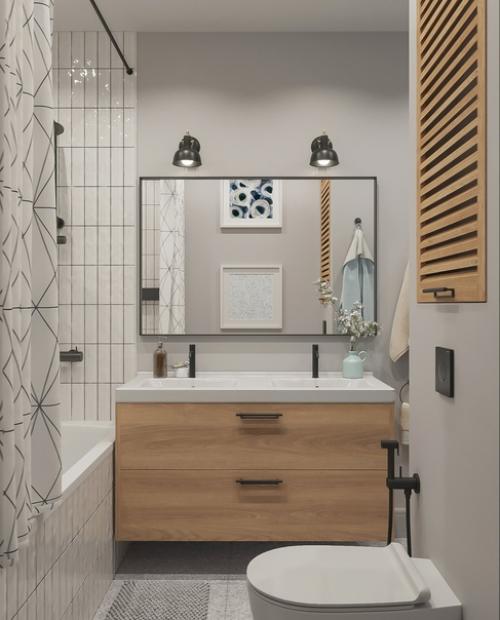 Ванная комната.  Достаточно строго и лаконично. 04