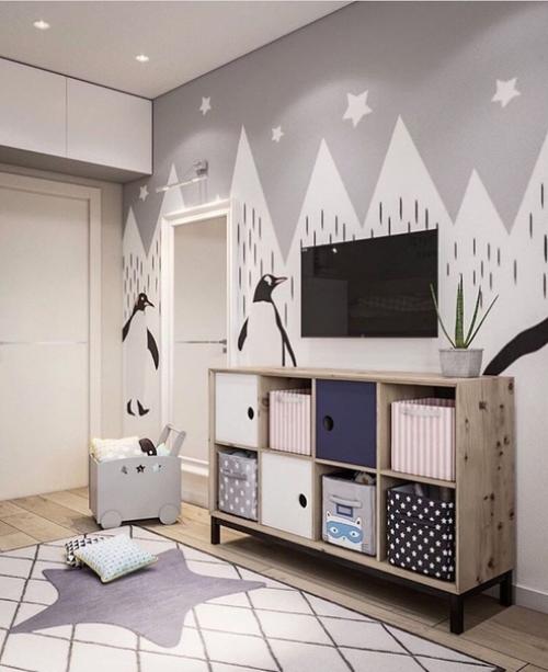 Очень крутая детская комната для двух детей с множеством мест хранения площадь 13 кв. 01