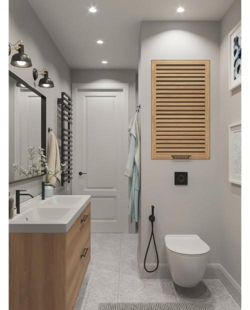 Ванная комната.  Достаточно строго и лаконично. 02