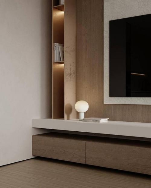 Современный интерьер гостиной в светлых тонах. 06