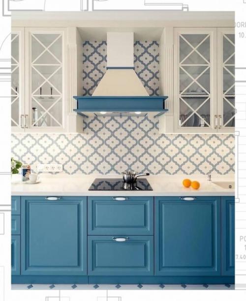 Голубая кухня - интерьер, который отличается свежестью, легкостью и изяществом. 01