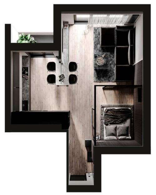 Идеальный пример интерьера и эргономики для небольшой однушки. 07