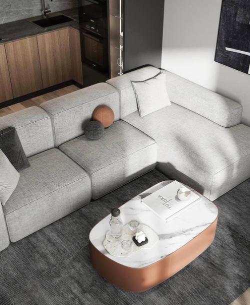 Современный интерьер кухни - гостиной в современном стиле. 03