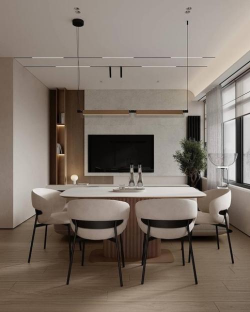 Современный интерьер гостиной в светлых тонах. 01