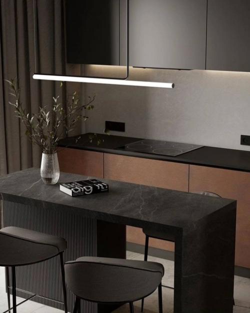 Современное и стильное оформление однокомнатной квартиры в контрастном исполнение. 02