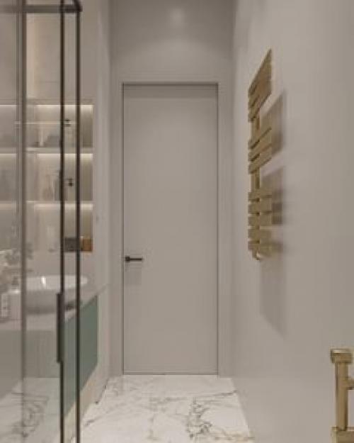 Стильный санузел. Лаконичный дизайн и свежая цветовая гамма всегда очень удачно вписываются в небольшие пространства, особенно если это санузел. 02