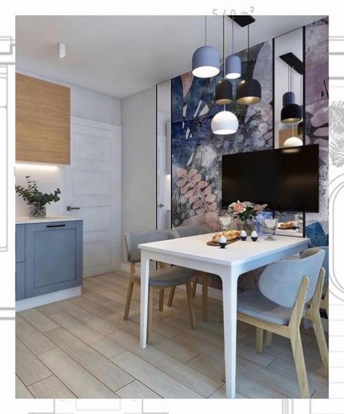 Прямоугольная кухня с балконом. 01