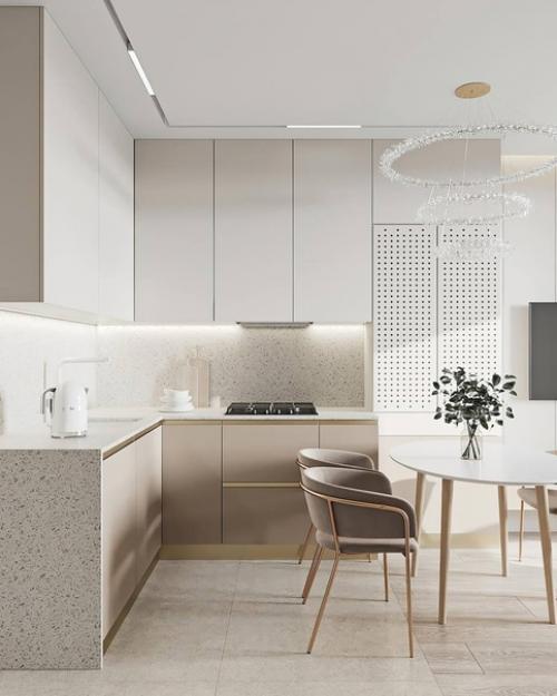 Интерьер кухни для любителей светлых тонов. 06