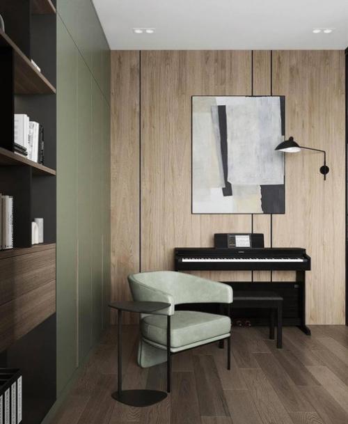 Современный интерьер кухни - гостиной в современном стиле. 04