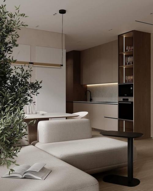 Современный интерьер гостиной в светлых тонах. 05