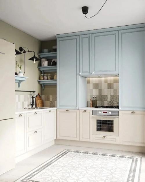 Уютный интерьер 1 комнатной квартиры с приятным сочетанием цветов. 02