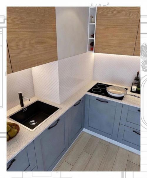 Прямоугольная кухня с балконом. 03