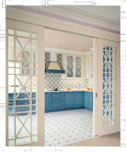 Голубая кухня - интерьер, который отличается свежестью, легкостью и изяществом. 02