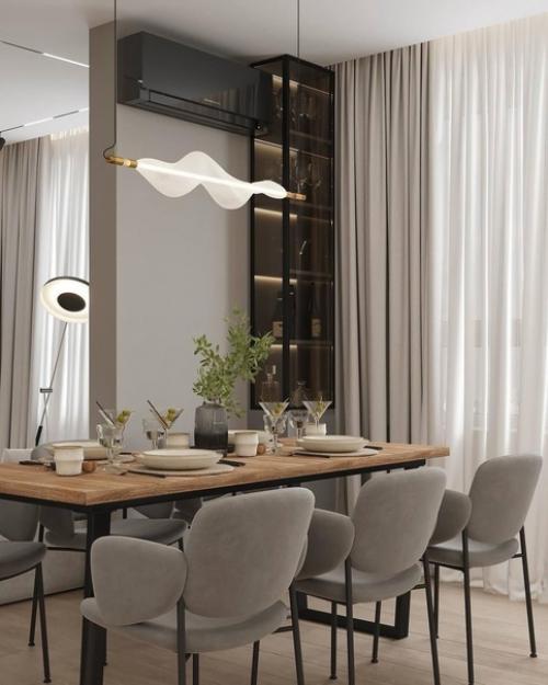 Как вам такая кухня - гостиная в светлом оформлениии. 02